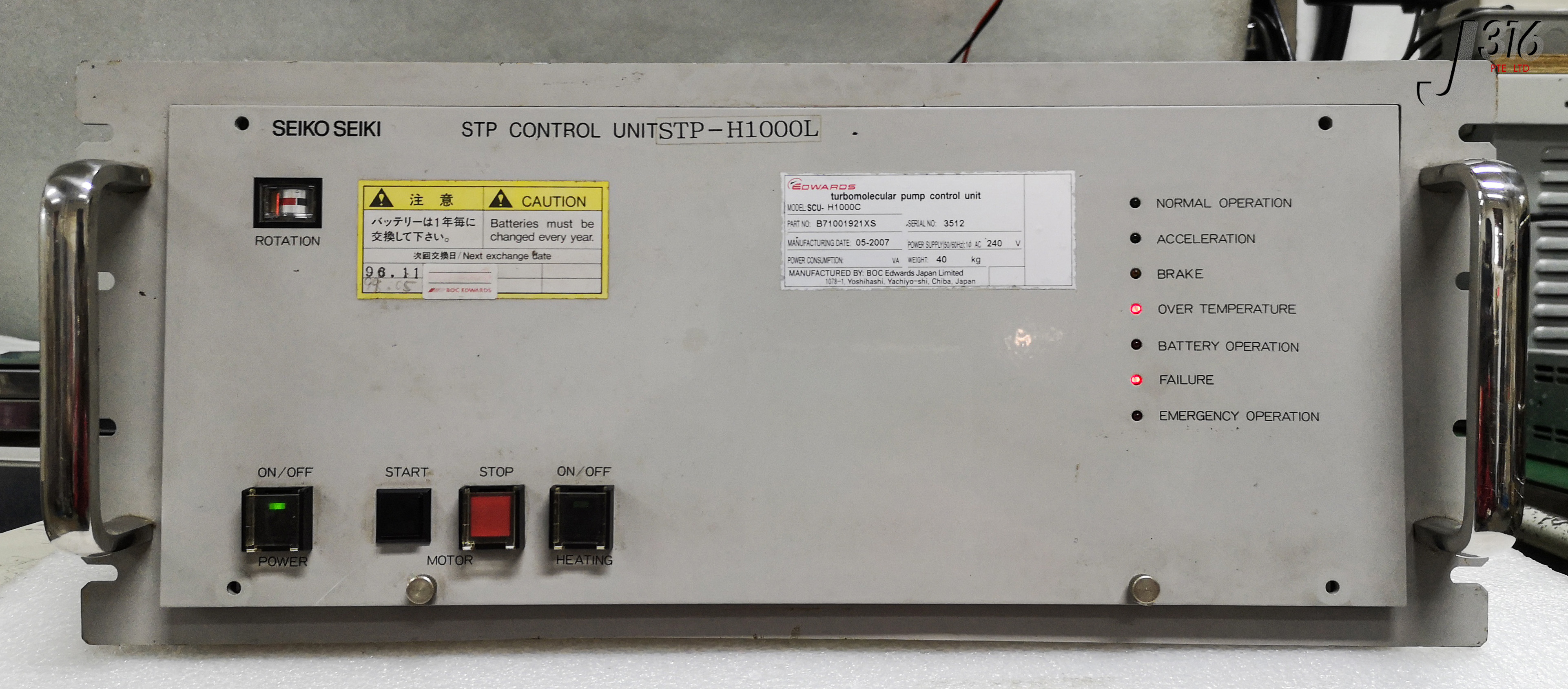 16982 SEIKO SEIKI TURBO MOLECULAR PUMP CTRL UNIT STP-H1000L SCU